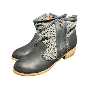 Anthropologie Musse & Cloud Ainhoa Black Leather Lace Crochet Ankle Boots Size 9